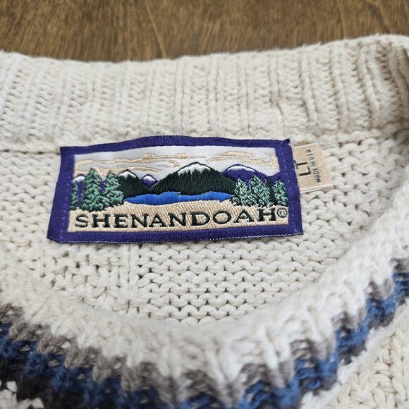 Vintage 90s Shenandoah Deer Embroidered Knit Sweater Cotton Men’s Cream Size LT - Picture 3 of 4